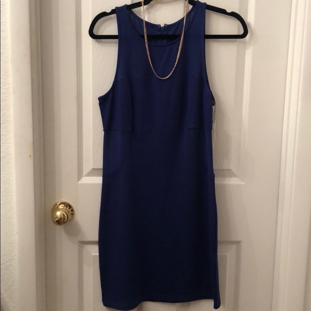 Blue Mesh Bodycon Dress